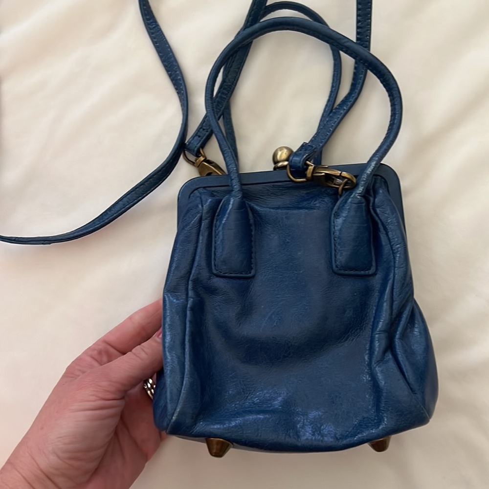 HOBO Mini Crossbody leather blue removable crossbody strap